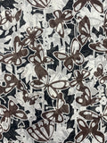 Poly/Cotton Voile Vintage - Butterflies and Flowers in Brown, Black, and White
