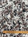 Poly/Cotton Voile Vintage - Butterflies and Flowers in Brown, Black, and White