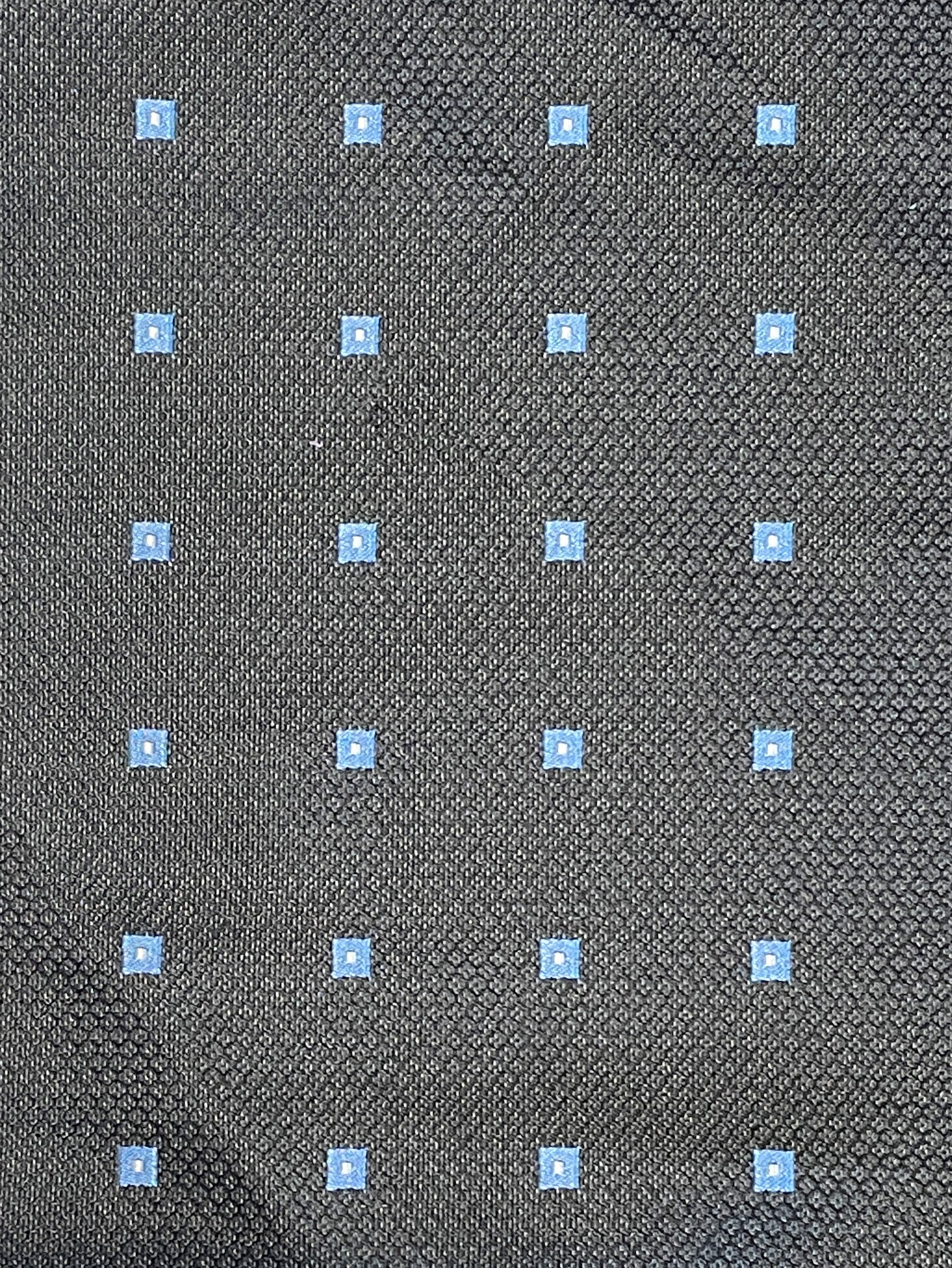 2 1/8 YD Tie Silk - Black with Squares of Blue with White Centers