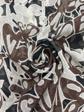 Poly/Cotton Voile Vintage - Butterflies and Flowers in Brown, Black, and White
