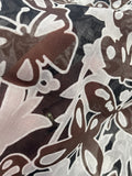 Poly/Cotton Voile Vintage - Butterflies and Flowers in Brown, Black, and White