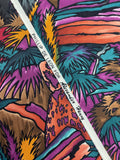 1 1/4 YD Cotton Vintage - African Collage Scenes in Purples, Teals, and Oranges