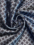 Tie Silk Yarn-Dyed Lattice - Navy Blue with Light Blue
