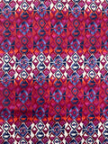 3 YD Cotton Stretch Sateen - Magenta, Navy Blue, and Purple Southwestern Stripes on White