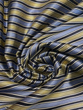 2 1/8 YD Tie Silk Yarn-Dyed Stripes - Yellow with Light Blue, Black and White