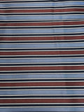 2 1/8 YD Tie Silk Yarn-Dyed Stripes - Warm Brown with Light Blue, Black and White