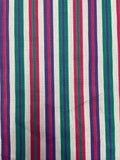 Cotton/Poly Printed Stripes Vintage - White with Hot Pink, Teal and Purple