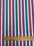 Cotton/Poly Printed Stripes Vintage - White with Hot Pink, Teal and Purple