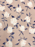 Rayon Vintage - Taupe with White Flowers and Blue Stems