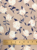 Rayon Vintage - Taupe with White Flowers and Blue Stems