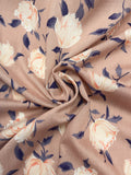 Rayon Vintage - Taupe with White Flowers and Blue Stems