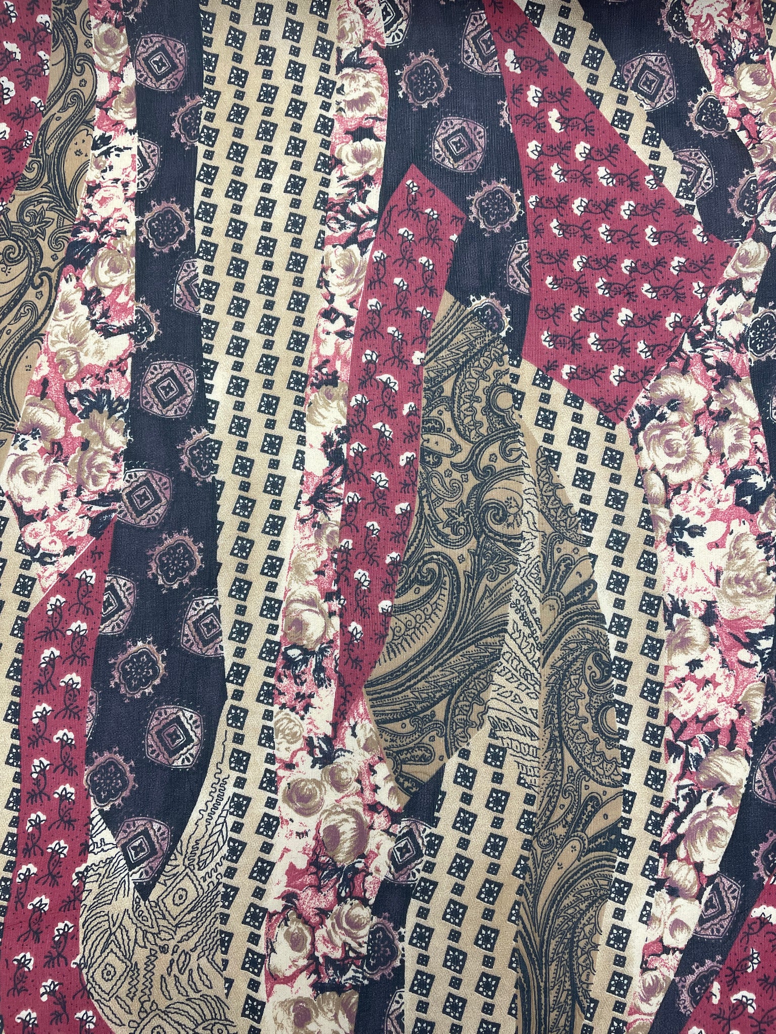 4 YD Polyester Chiffon Vintage - Multi Colored "Patchwork"