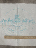 1993 1 YD Poly/Cotton Stamped Embroidery Pattern - "Lady" in Bonnet and Dress in Front of Picket Fence and Flowers