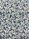 4 YD Rayon - Speckles in Navy Blue, Light Green, and Light Blue on White
