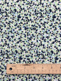 4 YD Rayon - Speckles in Navy Blue, Light Green, and Light Blue on White