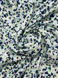 4 YD Rayon - Speckles in Navy Blue, Light Green, and Light Blue on White