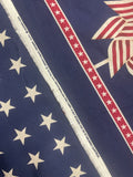 3 3/4 YD Cotton - Navy Blue with White Stars and American Flag Pinwheel Borders