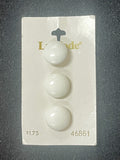 Buttons Plastic Set of 3 - White Domes