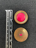 Buttons Plastic Set of 2 Vintage - Bronze Hot Pink Centers
