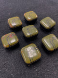 Buttons Enameled Metal Set of 7 Vintage - Army Green and Black