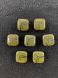 Buttons Enameled Metal Set of 7 Vintage - Army Green and Black