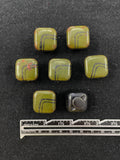 Buttons Enameled Metal Set of 7 Vintage - Army Green and Black