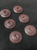 Buttons Plastic Set of 6 Vintage - Crackle Texture Warm Brown