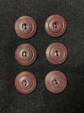Buttons Plastic Set of 6 Vintage - Crackle Texture Warm Brown