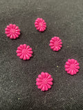 Buttons Plastic Set of 6 - Hot Pink Flowers