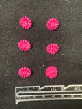 Buttons Plastic Set of 6 - Hot Pink Flowers