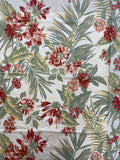 1 YD Cotton - White with Tropical Flowers and Leaves