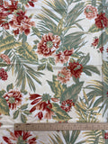 1 YD Cotton - White with Tropical Flowers and Leaves