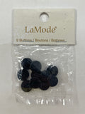 Buttons Plastic Set of 9 - Black
