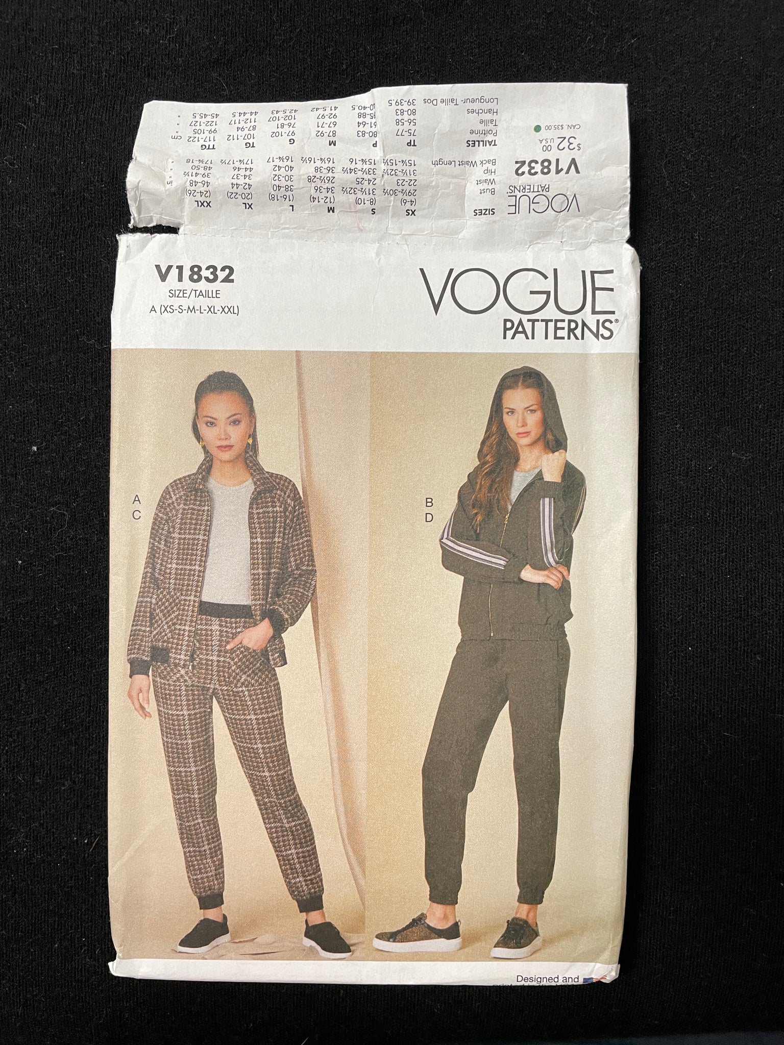 2021 Vogue 1832 Sewing Pattern - Women's Jacket and Pants FACTORY FOLDED
