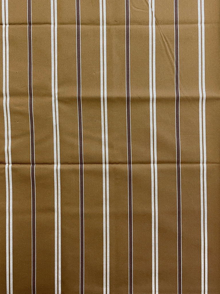 1/2 YD Cotton Fine Twill Yarn-Dyed Stripe - Brown with Dark Brown and Off White