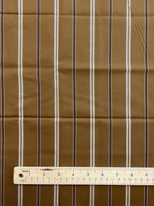 1/2 YD Cotton Fine Twill Yarn-Dyed Stripe - Brown with Dark Brown and Off White