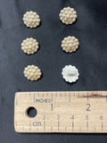 Buttons Plastic Set of 6 Vintage - Pearlescent White