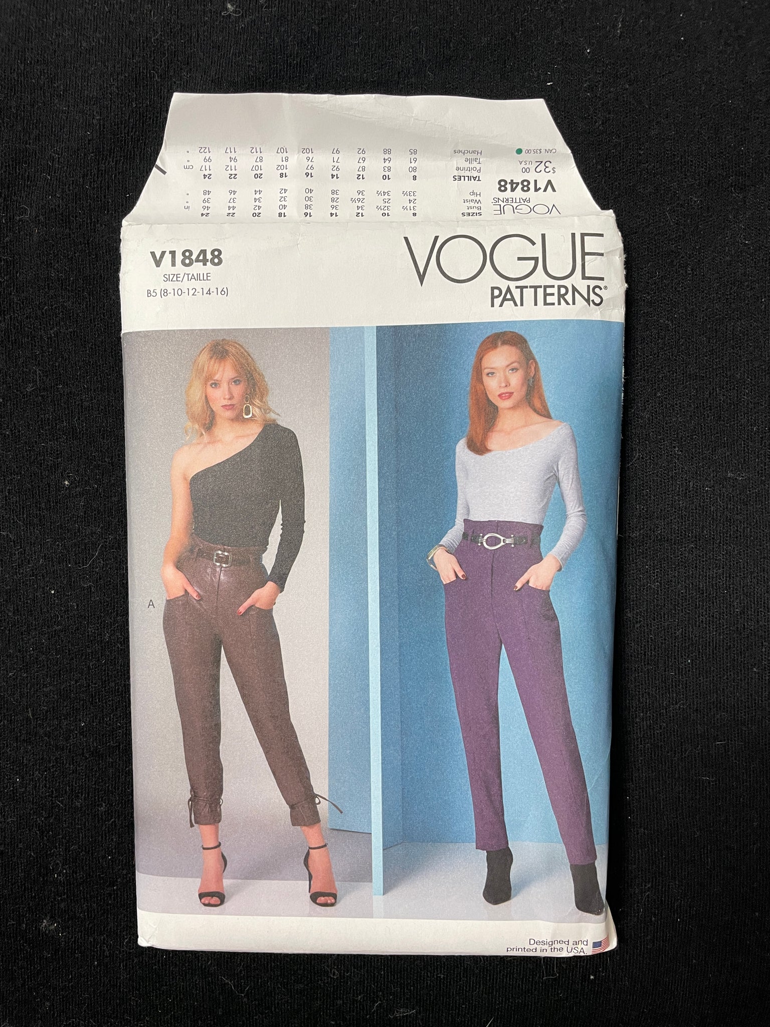 2021 Vogue 1848 Sewing Pattern - Women's Pants FACTORY FOLDED
