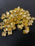 Studs Metal Faceted Squares with Prongs - Brass Tone