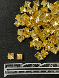 Studs Metal Faceted Squares with Prongs - Brass Tone