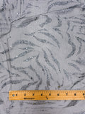 3 3/4 YD Nylon Netting - Black with Silver Glitter Tiger Stripes