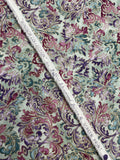 1 1/4 YD Quilting Cotton - Filigree in Purple, Magenta and Teal on Mottled Aqua