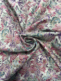 1 1/4 YD Quilting Cotton - Filigree in Purple, Magenta and Teal on Mottled Aqua