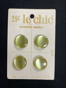 Button Plastic Set of 4 Vintage - Pearlescent Light Green