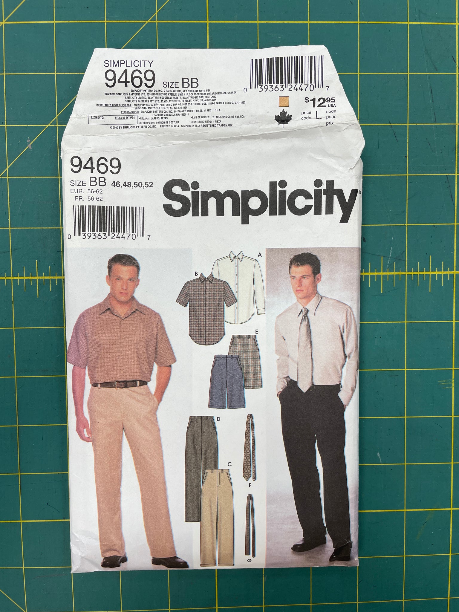 2000 Simplicity 9469 Sewing Pattern - Men's Shirts, Pants and Ties