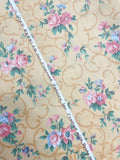2 YD Cotton/Poly Vintage - Filigree and Flowers on Golden Yellow