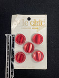 Button Plastic Set of 5 Vintage - Pearlescent Red