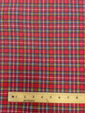 1 1/4 YD Cotton Knit - Printed Plaid of Red, Navy Blue, Yellow, and White