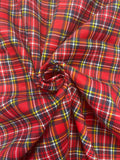 1 1/4 YD Cotton Knit - Printed Plaid of Red, Navy Blue, Yellow, and White