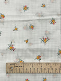 1 1/4 YD Poly/Cotton - White Batiste with White Grid and Orange Flowers